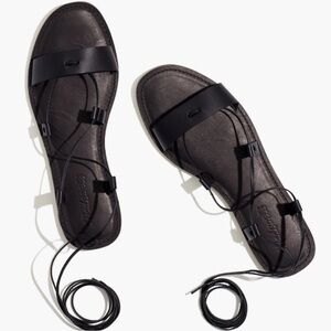 Madewell Boardwalk lace up Sandals size 6 black leather